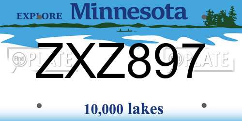 ZXZ897 Minnesota License Plate