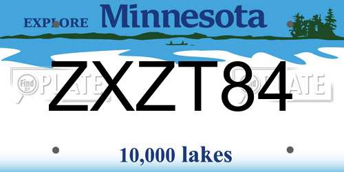 ZXZT84 Minnesota License Plate
