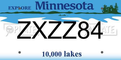 ZXZZ84 Minnesota License Plate