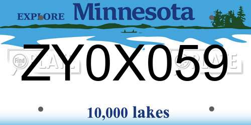ZY0X059 Minnesota License Plate