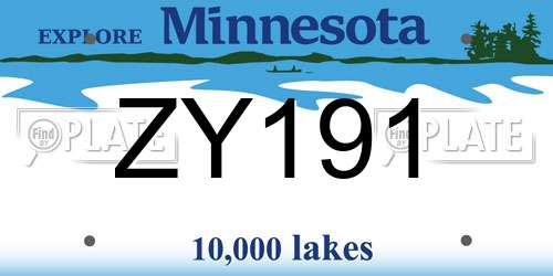 ZY191 Minnesota License Plate