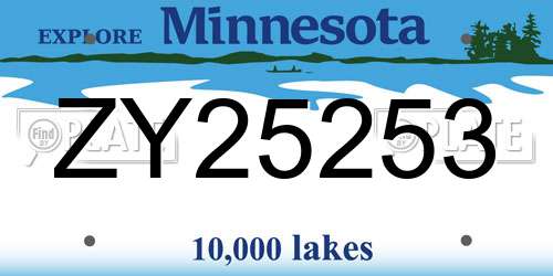 ZY25253 Minnesota License Plate