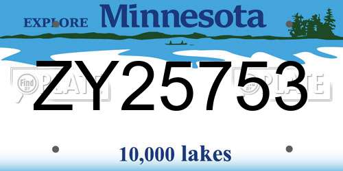 ZY25753 Minnesota License Plate