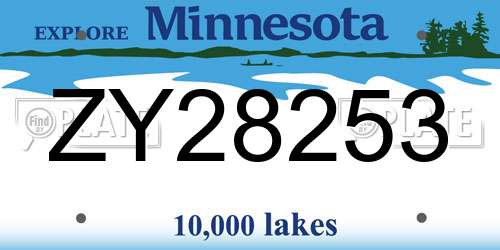 ZY28253 Minnesota License Plate