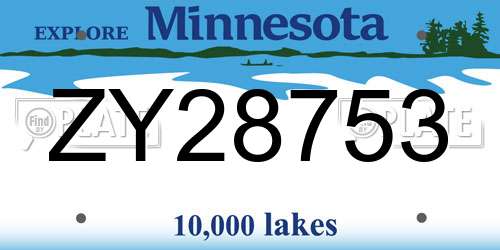 ZY28753 Minnesota License Plate