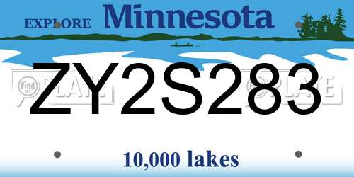 ZY2S283 Minnesota License Plate
