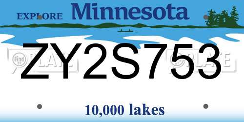 ZY2S753 Minnesota License Plate