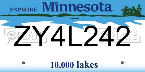 ZY4L242 Minnesota License Plate