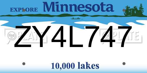 ZY4L747 Minnesota License Plate