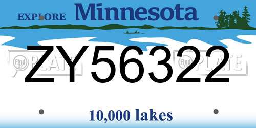 ZY56322 Minnesota License Plate