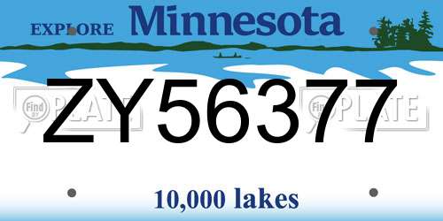 ZY56377 Minnesota License Plate