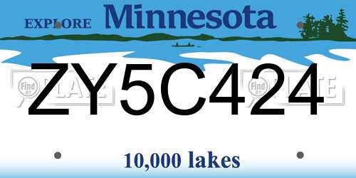 ZY5C424 Minnesota License Plate