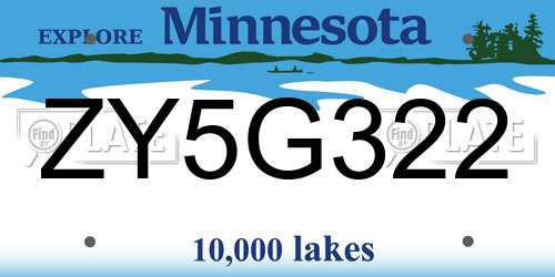 ZY5G322 Minnesota License Plate