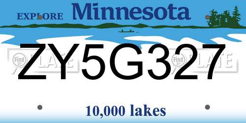 ZY5G327 Minnesota License Plate