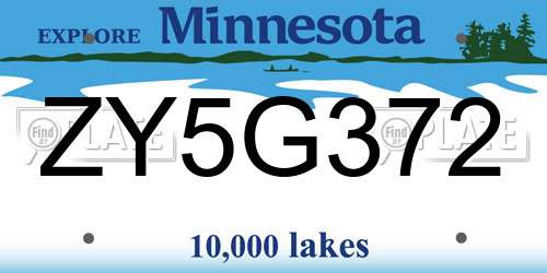 ZY5G372 Minnesota License Plate