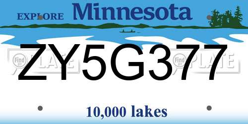 ZY5G377 Minnesota License Plate