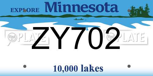 ZY702 Minnesota License Plate
