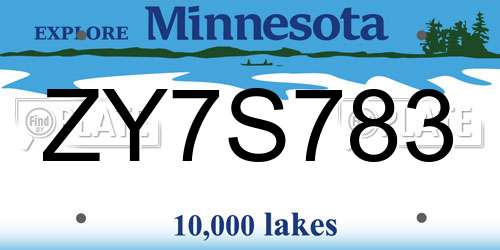 ZY7S783 Minnesota License Plate
