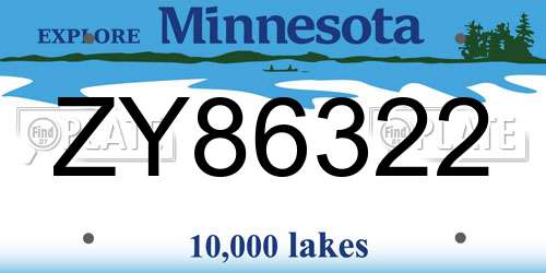 ZY86322 Minnesota License Plate