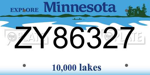ZY86327 Minnesota License Plate