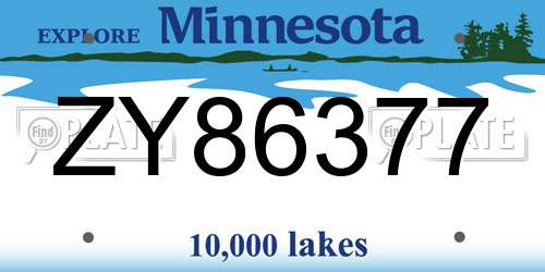 ZY86377 Minnesota License Plate