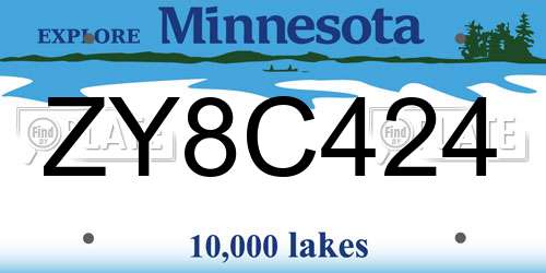 ZY8C424 Minnesota License Plate