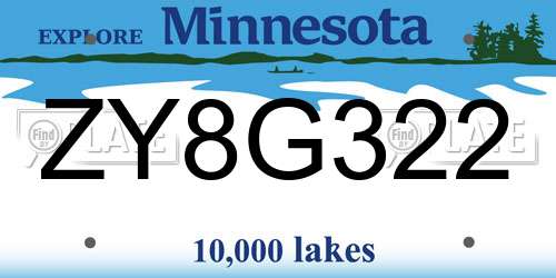 ZY8G322 Minnesota License Plate