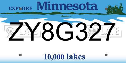 ZY8G327 Minnesota License Plate