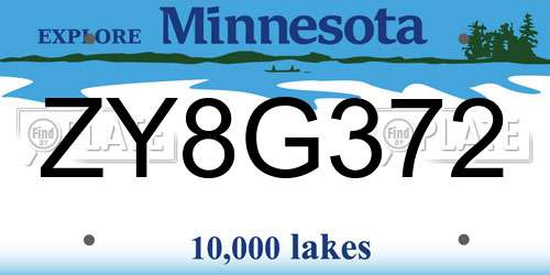 ZY8G372 Minnesota License Plate