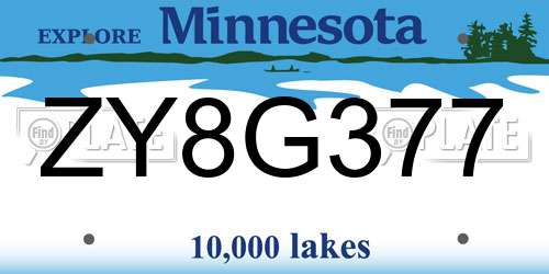 ZY8G377 Minnesota License Plate