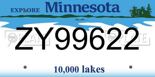 ZY99622 Minnesota License Plate