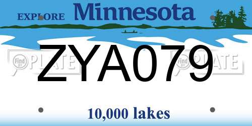 ZYA079 Minnesota License Plate
