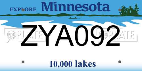 ZYA092 Minnesota License Plate
