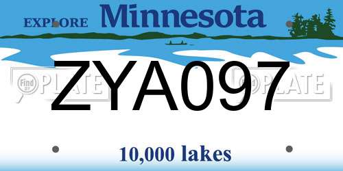 ZYA097 Minnesota License Plate