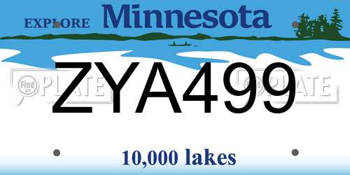 ZYA499 Minnesota License Plate
