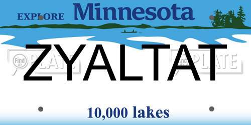 ZYALTAT Minnesota License Plate