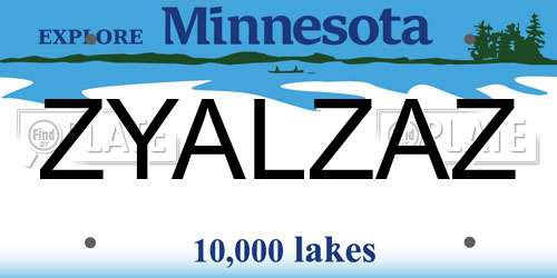 ZYALZAZ Minnesota License Plate