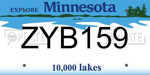 ZYB159 Minnesota License Plate