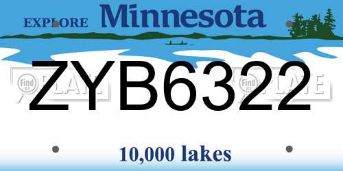 ZYB6322 Minnesota License Plate