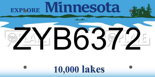 ZYB6372 Minnesota License Plate