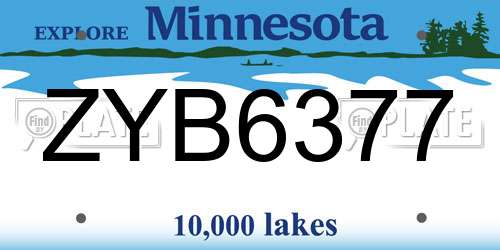 ZYB6377 Minnesota License Plate