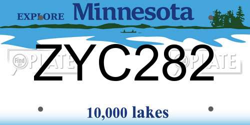 ZYC282 Minnesota License Plate