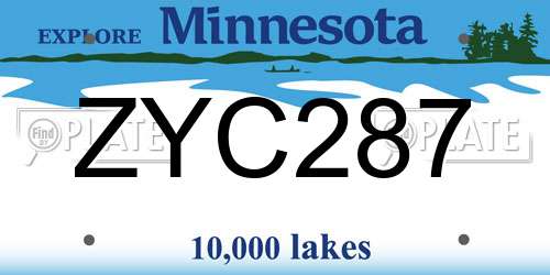 ZYC287 Minnesota License Plate