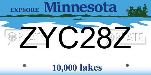 ZYC28Z Minnesota License Plate