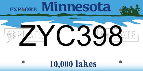 ZYC398 Minnesota License Plate