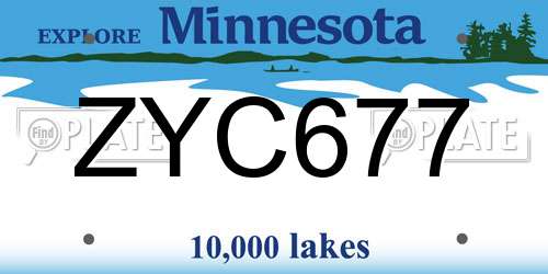 ZYC677 Minnesota License Plate