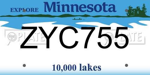 ZYC755 Minnesota License Plate