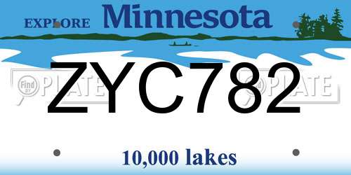 ZYC782 Minnesota License Plate