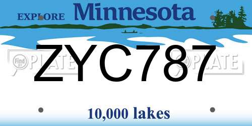ZYC787 Minnesota License Plate