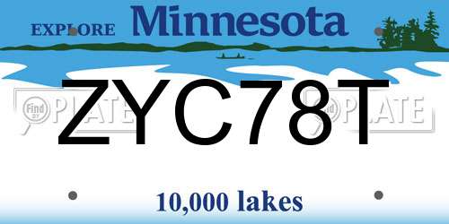 ZYC78T Minnesota License Plate